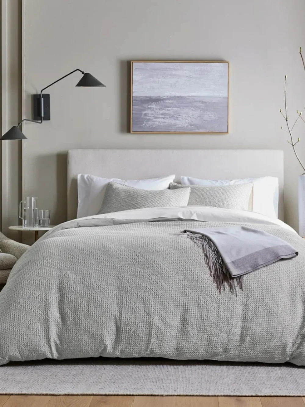Quince Organic Luxe Honeycomb Duvet Cover King / California king Light Gray